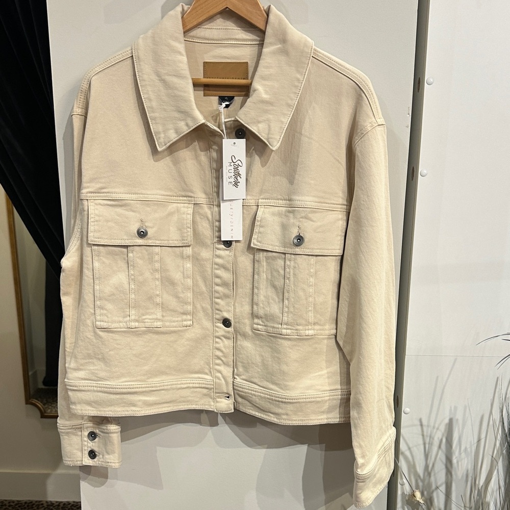 Sanctuary Cream Jean Jacket with Button Details